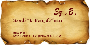 Szvák Benjámin névjegykártya