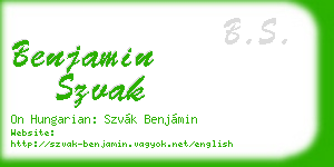 benjamin szvak business card