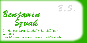 benjamin szvak business card